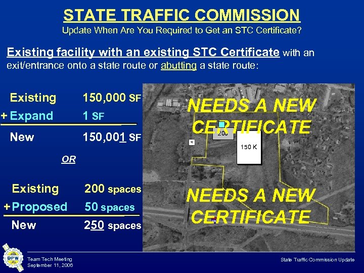 STATE TRAFFIC COMMISSION Update When Are You Required to Get an STC Certificate? Existing