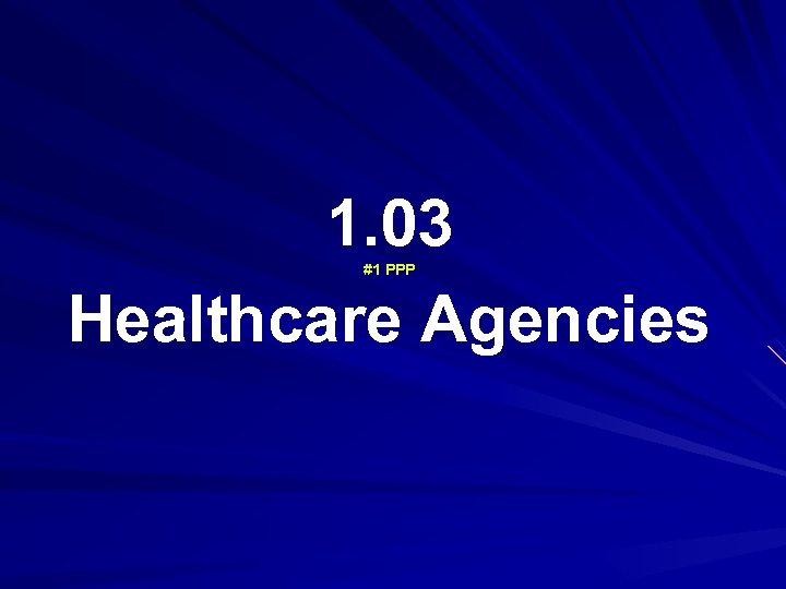 1. 03 Healthcare Agencies #1 PPP 