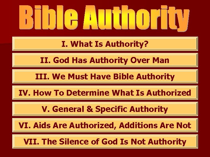 I. What Is Authority? II. God Has Authority Over Man III. We Must Have