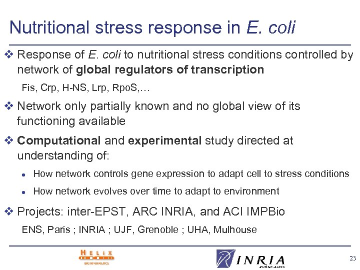 Nutritional stress response in E. coli v Response of E. coli to nutritional stress