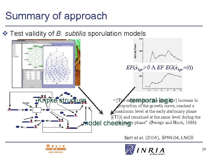Summary of approach v Test validity of B. subtilis sporulation models . . EF(xhpr>0