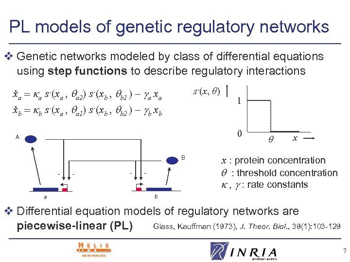 PL models of genetic regulatory networks v Genetic networks modeled by class of differential