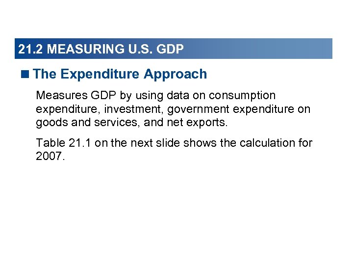 21. 2 MEASURING U. S. GDP <The Expenditure Approach Measures GDP by using data