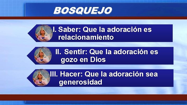 BOSQUEJO I. Saber: Que la adoración es relacionamiento II. Sentir: Que la adoración es