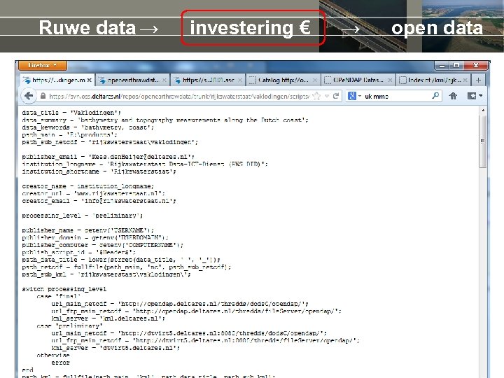 Ruwe data → investering € → open data 