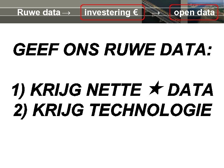 Ruwe data → investering € → ★ open data 