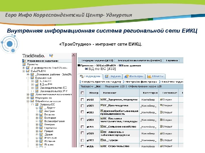 Евро Инфо Корреспондентский Центр- Удмуртия Внутренняя информационная система региональной сети ЕИКЦ «Трэк. Студио» -