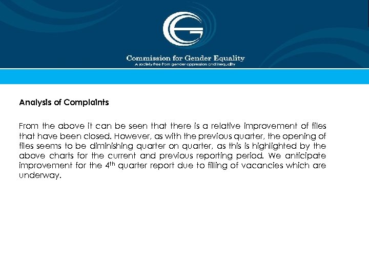 Analysis of Complaints From the above it can be seen that there is a