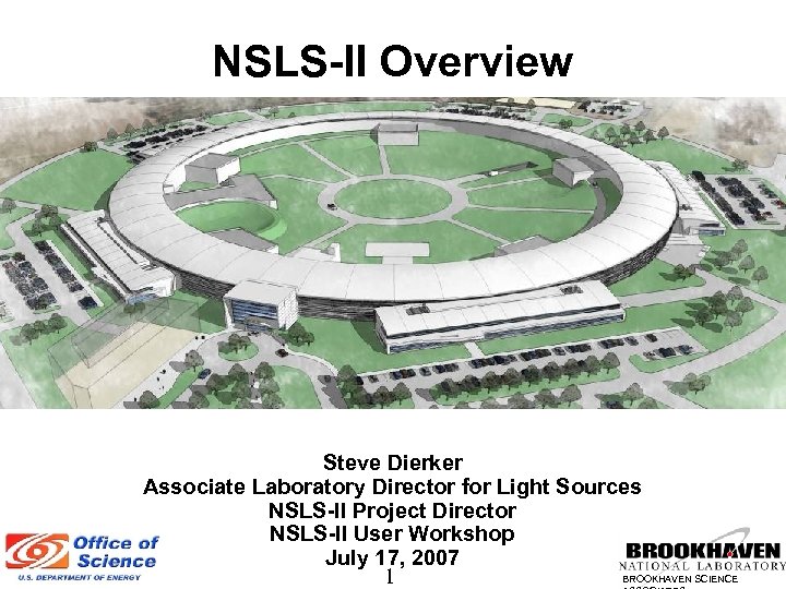 NSLS-II Overview Steve Dierker Associate Laboratory Director for Light Sources NSLS-II Project Director NSLS-II