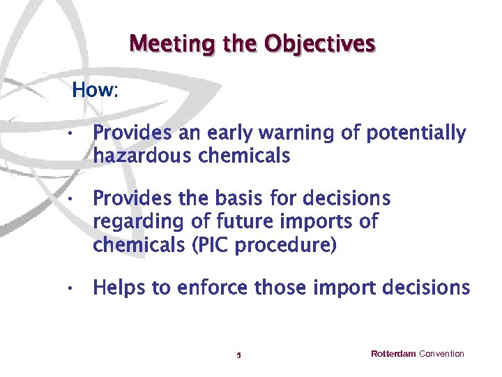 Meeting the Objectives How: • Provides an early warning of potentially hazardous chemicals •
