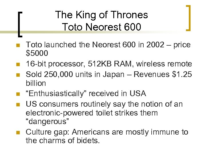 The King of Thrones Toto Neorest 600 n n n Toto launched the Neorest