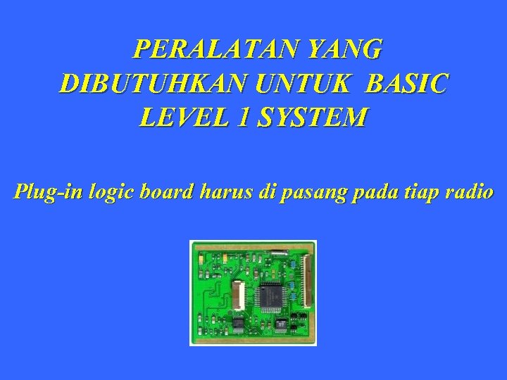 PERALATAN YANG DIBUTUHKAN UNTUK BASIC LEVEL 1 SYSTEM Plug-in logic board harus di pasang