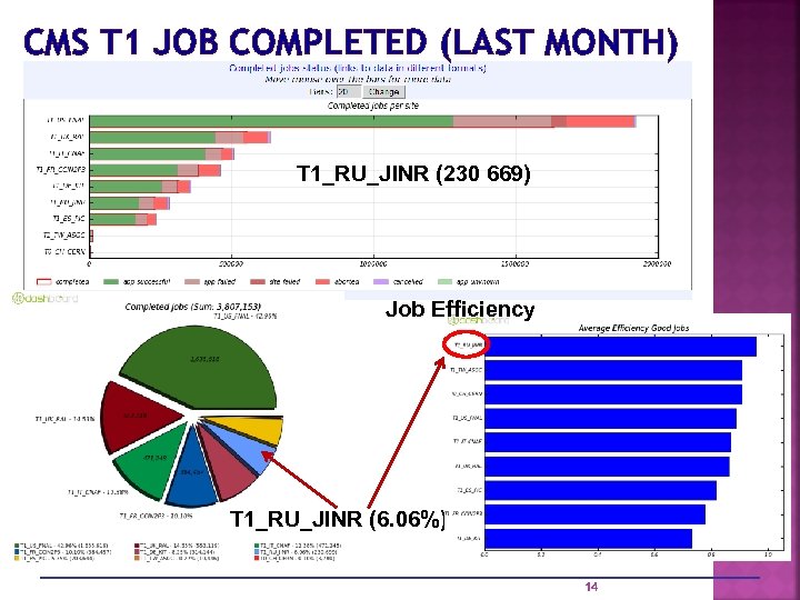CMS T 1 JOB COMPLETED (LAST MONTH) T 1_RU_JINR (230 669) Job Efficiency T