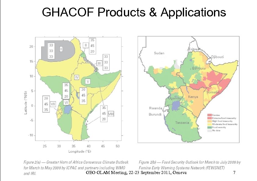 GHACOF Products & Applications WMO OMM GEO GLAM Meeting, 22 -23 September 2011, Geneva
