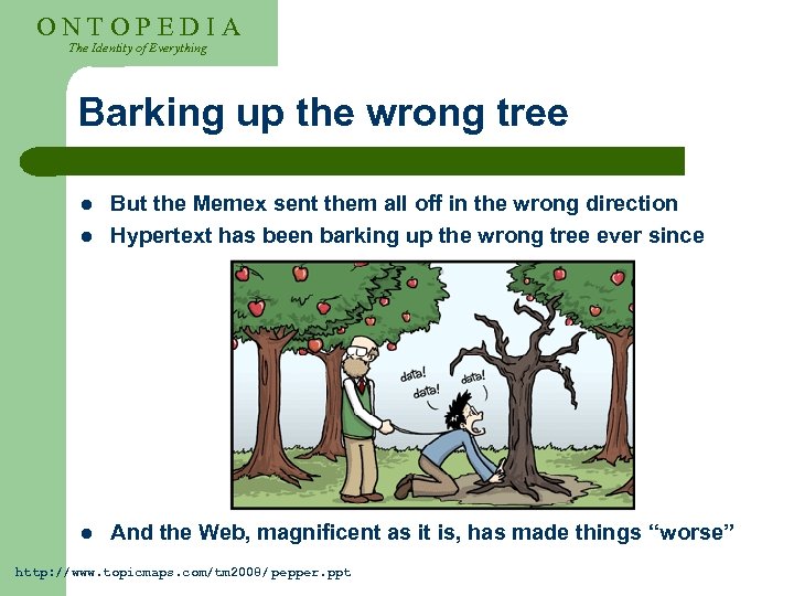 ONTOPEDIA The Identity of Everything Barking up the wrong tree l But the Memex