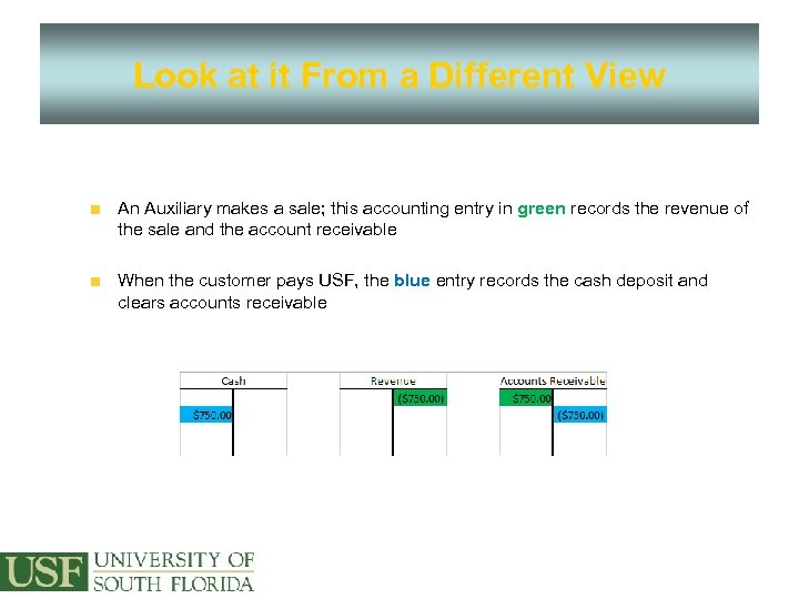 Look at it From a Different View An Auxiliary makes a sale; this accounting