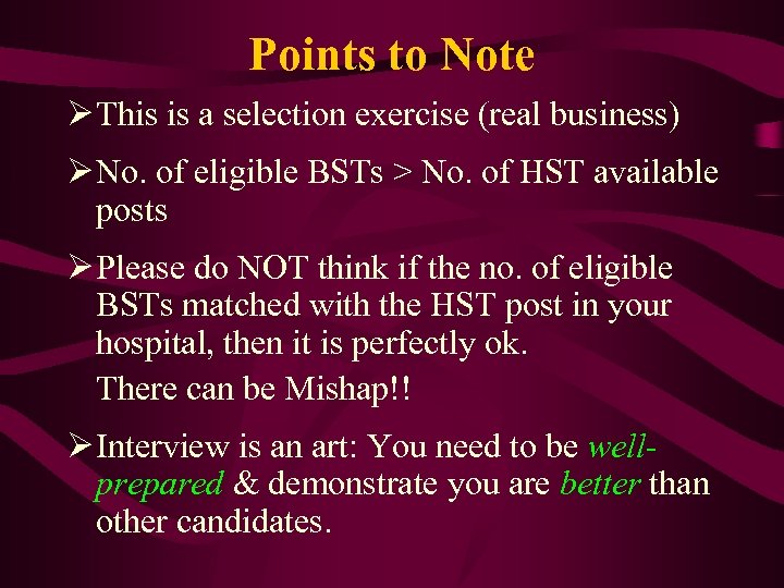 Points to Note Ø This is a selection exercise (real business) Ø No. of