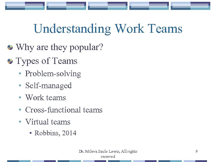 Understanding Work Teams Why are they popular? Types of Teams • • • Problem-solving