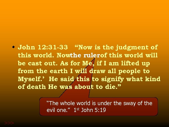 w John 12: 31 -33 “Now is the judgment of this world. Nowthe ruler