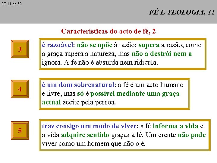 IT 11 de 50 FÉ E TEOLOGIA, 11 Características do acto de fé, 2