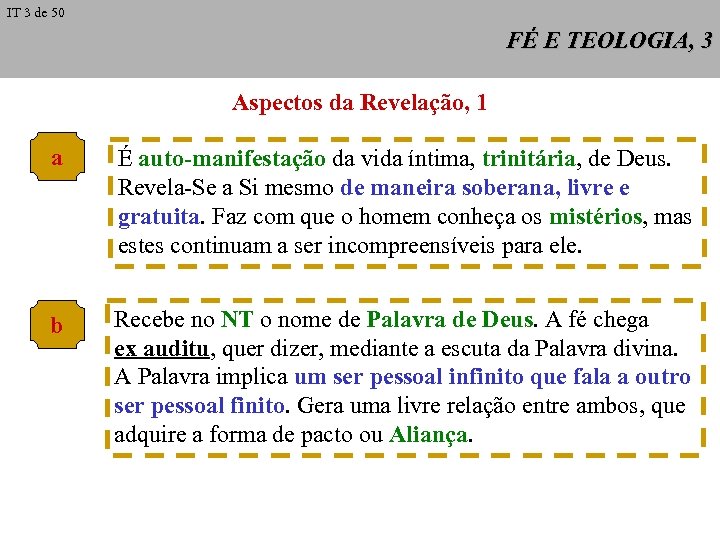 IT 3 de 50 FÉ E TEOLOGIA, 3 Aspectos da Revelação, 1 a É