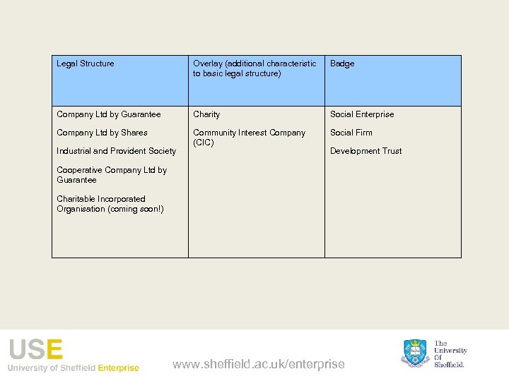 Legal Structure Overlay (additional characteristic to basic legal structure) Badge Company Ltd by Guarantee
