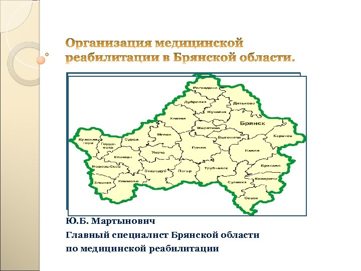 Ю. Б. Мартынович Главный специалист Брянской области по медицинской реабилитации 