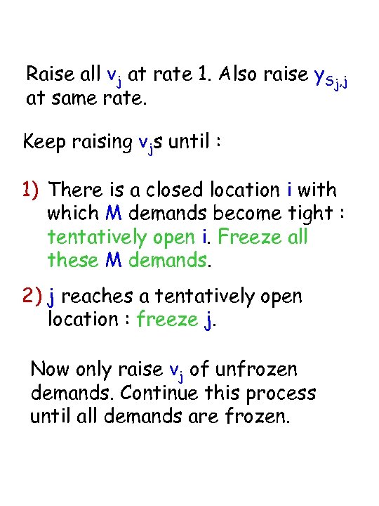 Raise all vj at rate 1. Also raise y. Sj, j at same rate.