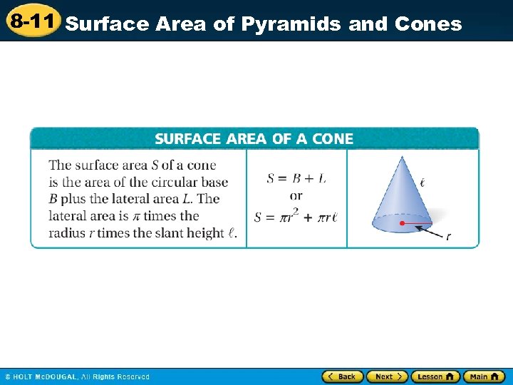 8 -11 Surface Area of Pyramids and Cones 