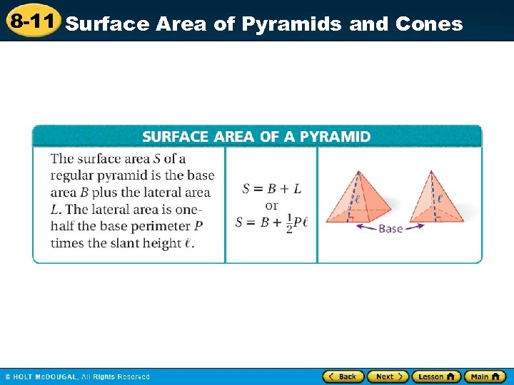 8 -11 Surface Area of Pyramids and Cones 