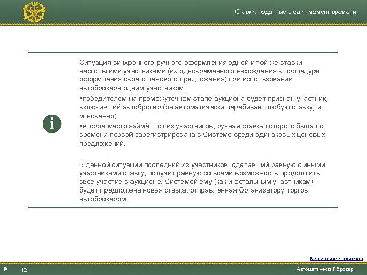 Ставки, поданные в один момент времени Ситуация синхронного ручного оформления одной и той же