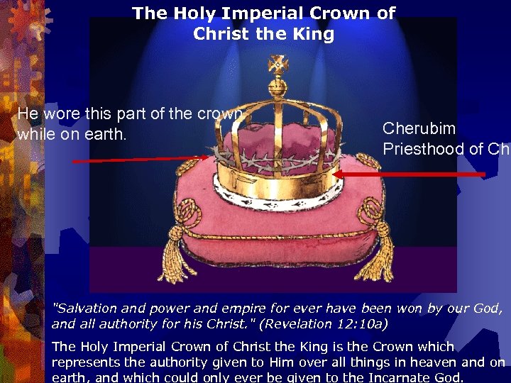 The Holy Imperial Crown of Christ the King He wore this part of the