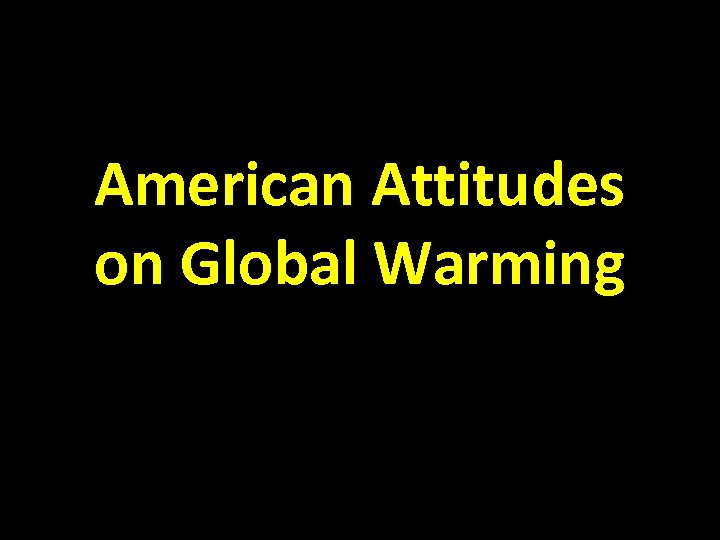 American Attitudes on Global Warming 