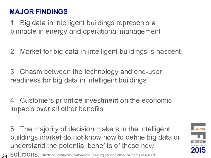 MAJOR FINDINGS 1. Big data in intelligent buildings represents a pinnacle in energy and