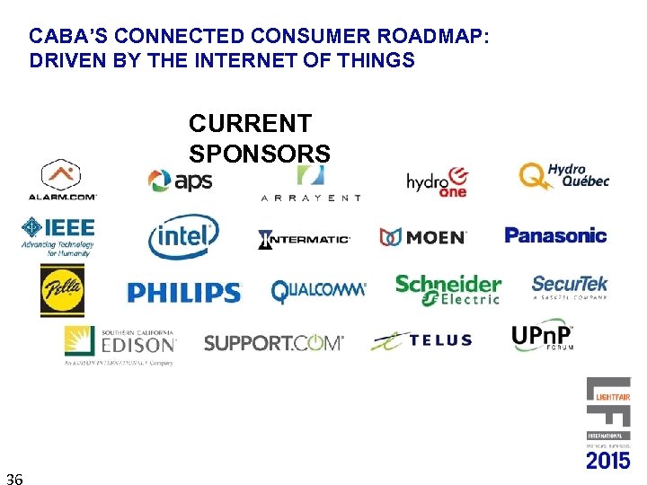 CABA’S CONNECTED CONSUMER ROADMAP: DRIVEN BY THE INTERNET OF THINGS CURRENT SPONSORS 36 