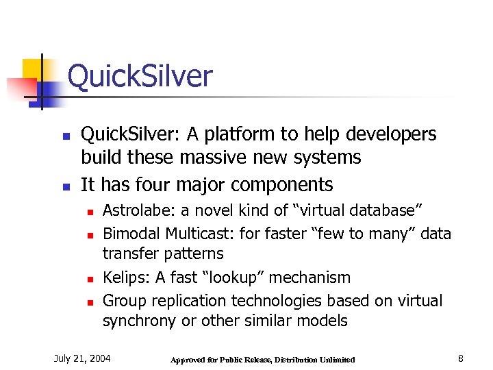 Quick. Silver n n Quick. Silver: A platform to help developers build these massive