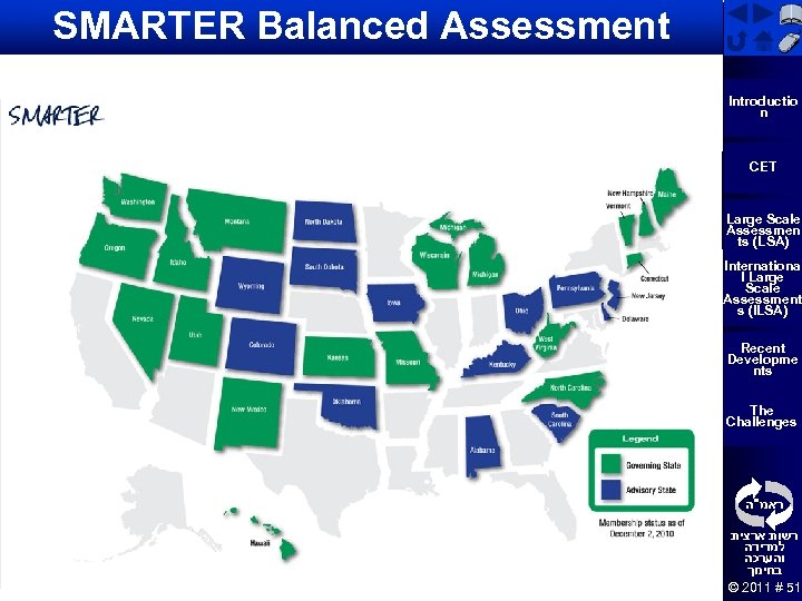 SMARTER Balanced Assessment Introductio n טיוטא CET Large Scale Assessmen ts (LSA) Internationa l