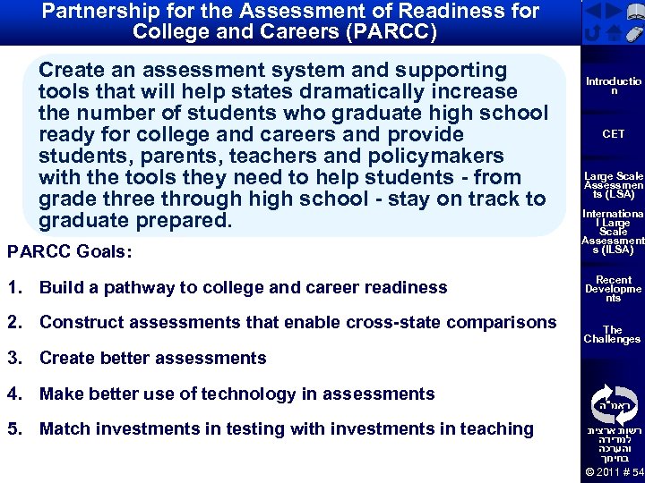 Partnership for the Assessment of Readiness for College and Careers (PARCC) Create an assessment