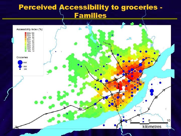Perceived Accessibility to groceries Families C 50 : 5, 3 min. C 90 :