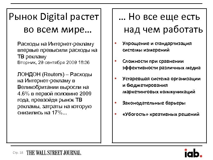 Рынок Digital растет во всем мире… Расходы на Интернет-рекламу впервые превысили расходы на ТВ