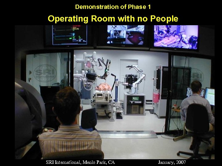 Demonstration of Phase 1 Operating Room with no People SRI International, Menlo Park, CA