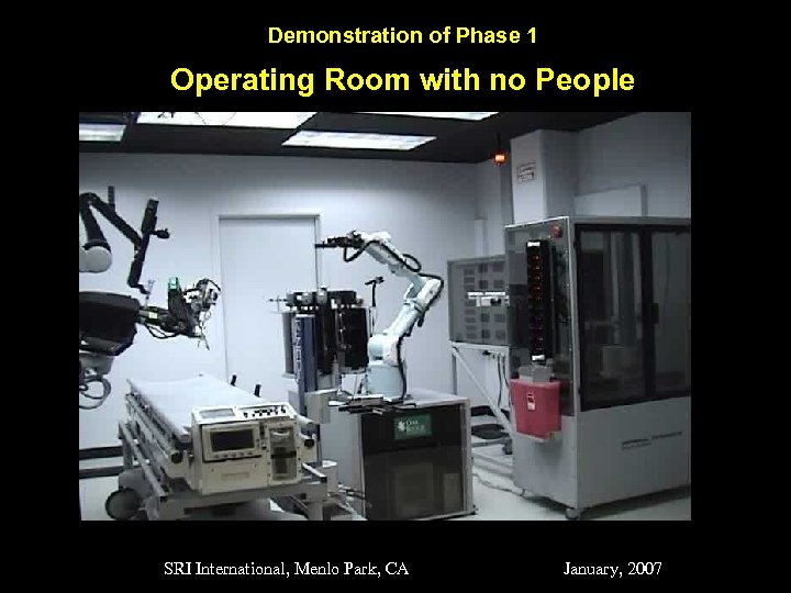 Demonstration of Phase 1 Operating Room with no People SRI International, Menlo Park, CA