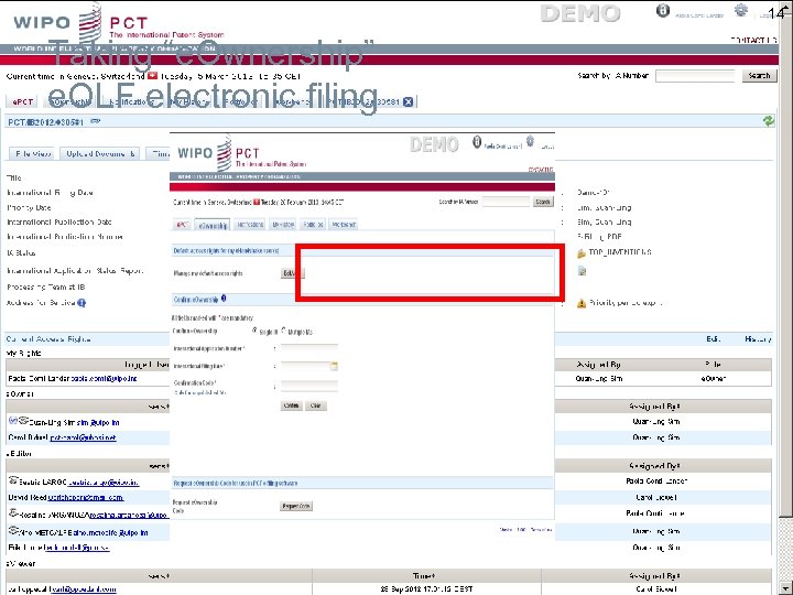 14 Taking “e. Ownership” e. OLF electronic filing 