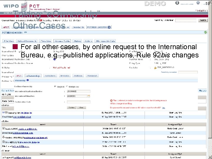 19 Taking “e. Ownership” Other Cases For all other cases, by online request to