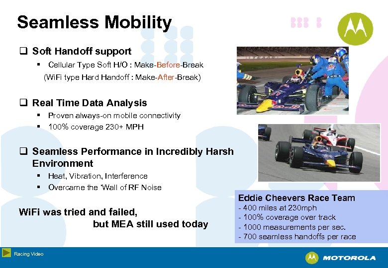 Seamless Mobility q Soft Handoff support § Cellular Type Soft H/O : Make-Before-Break (Wi.