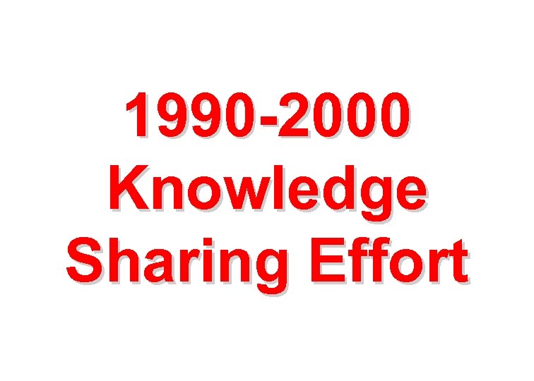 1990 -2000 Knowledge Sharing Effort 