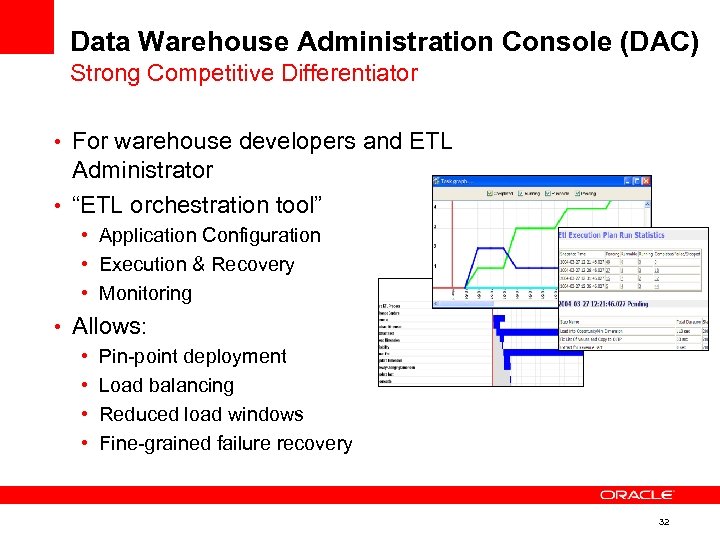 Data Warehouse Administration Console (DAC) Strong Competitive Differentiator • For warehouse developers and ETL