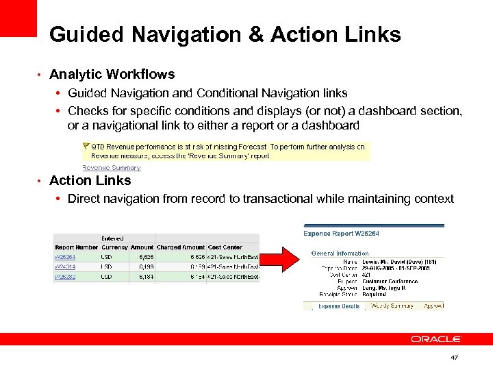 Guided Navigation & Action Links • Analytic Workflows • Guided Navigation and Conditional Navigation