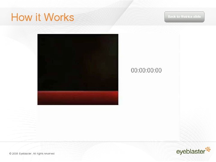 How it Works © 2008 Eyeblaster. All rights reserved Back to Metrics slide 