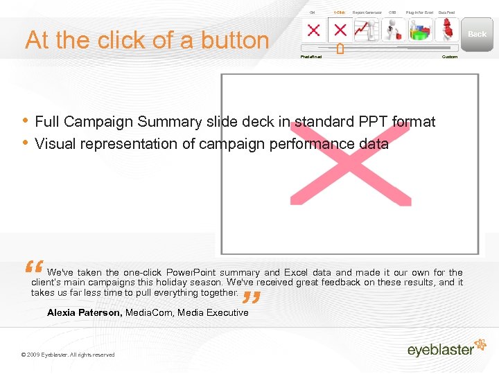 CM 1 -Click Report Generator CRB Plug-in for Excel Data Feed At the click